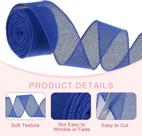 uxcell 2 "× 6 ياردة الشريط السلكي ، النسيج الطبيعي حافة الأشرطة الريفية للأقواس هدية تغليف الإكليل من الزفاف الزفاف ديكورات المنزل الحرف اليدوية ، السماء الأزرق in Kuwait