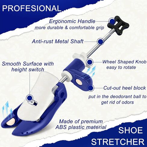 Shoe Stretcher, 4-Way Shoe Stretcher Wide Feet, 2Pcs Adjustable Expander Widener Shoe Trees with Shoe Horn, Boot Shaper Stands and Carrying Bag in Saudi Arabia