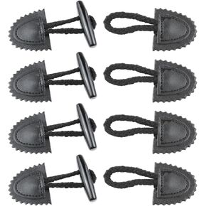 تبديل الخياطة مع زر الزر الخشبي الزر الجلود الزر الأسود زر التبديل DIY ملحقات زر الخياطة (أسود) -4pcs