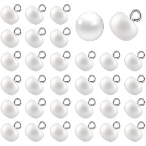50pcs أزرار اللؤلؤ ، أزرار لؤلؤة 10 مم مع ساق للملابس للخياطة زر قابلة لإعادة الاستخدام لثوب الزفاف قمصان الصوفية زخارف المجوهرات (أبيض)