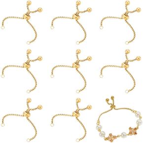 UniCraftale 10pcs سوار شريط التمرير القابل للتعديل 304 سلسلة سوار الفولاذ المقاوم للصدأ 3-1/2 بوصة السلاسل الطويلة الطويلة الطويلة