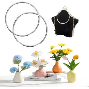 Cysfetena 2pcs مقابز الأكياس المعدنية ، مقابض الأكياس المعدنية لتصنيع الأكياس إكسسوارات أجهزة الأمتعة ، مقابض حقيبة صلبة عالية الشكل (النيكل الأبيض)