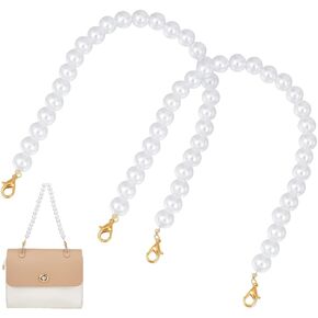 UniCraftale 2pcs محفظة استبدال سلسلة قصيرة سلسلة الأكياس لؤلؤة جولة محفظة محفظة الخرز مع مخلب جراد البحر clasps pearl كتف المحفظة