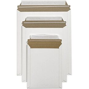 LUXPaper Paperboard Mailers | Pull Strip Opener | Peel & Press | 6" x 8" | White | 24pt. Fiberboard | 50 Qty