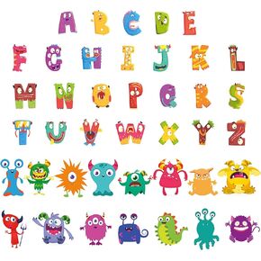 Tenare 133 PCS Monster Bulletin Board Letters Rainbow Alphabet Cetouts مجموعة 110 رسائل لوحة ملصقات كبيرة 23 رموز ABC لجدار قطع للمنزل