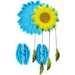 3 Pcs Sunflower Wind Chime Silicone Mold Set for Unique Home Decor, Flexible Resin Mold