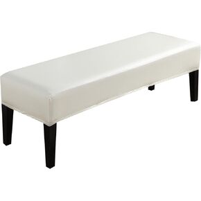 Mengsite Bench Covers Stretch Slipcovers Elastic Removable Waterproof Pu Leather Seat Protector for Living Room Bedroom (PU, Black)