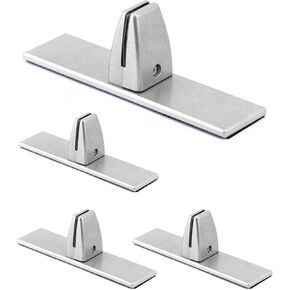 QWORK Aluminum Alloy Desk Partition Clamp for Wooden or Glass Desks, 4 Pack Heavy Duty Guard Clamps for Desktop Countertop Reception, T Shaped Office Desk Partition Clamp