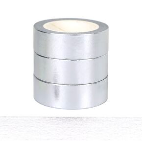 NatsumeBasics Silver Metallic Washi Tape 3pcs 0.6in. × 32 قدم. رقائق أشرطة Washi Craft Craft Lazking الملصقات ذاتية الشريط التغليف DIR Craft Decoration ذاتيا (الفضة)