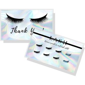 Lash Extension Filler Loyalty Discount Punch Cards | 50 Pack | 3.5 x 2" inches Business Card Size | Snatched Lashes Simple Holographic Design