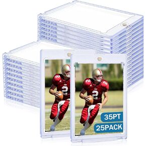 25ct 35pt Magnetic Card Holder for Sports Cards Baseball Football Basketball Trading Card Protector Safe Card Slabs Semi Rigid One Touch Hard Plastic Thick Cases