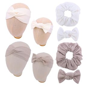 Mommy and Me Headband Set Mother Baby Matching Turban Headbands for Toddler Baby Girls Women Scrunchies Hair Bow Hairbands (Mauve and Latte)