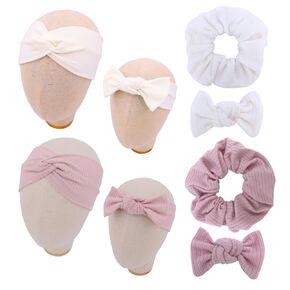 Mommy and Me Headband Set Mother Baby Matching Turban Headbands for Toddler Baby Girls Women Scrunchies Hair Bow Hairbands (Mauve and Latte)