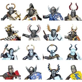 Wargames Delivered Medieval & Fantasy Heads, Cloaks & Shields, 62 Heads, 12 Cloaks, 18 Shields for Custom Knights & Wargaming Miniatures, Kitbash Teutonic Knights, 13th Century Warriors & Heroes
