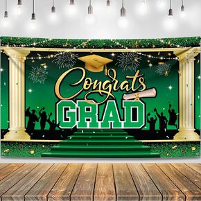 Katchon ، Xtralarge Green Congrats Banner - 72 × 44 بوصة ، 2025 خلفية التخرج | فئة زخارف الخريجين من 2025 الأخضر والذهبي لزخارف الحفلات ، زخارف التخرج 2025