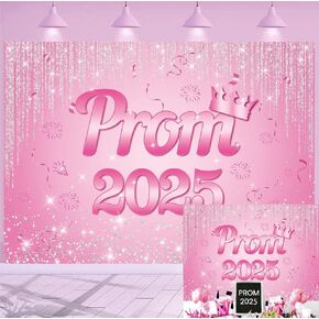 XCKALI Pink Prom 2025 Graduation Backdrop Pink Class of 2025 Congratulations Grad Party Decoration Glitter Sequin Bokeh Graduation Students Photography Backdrop 7x5FT