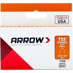 Arrow Heavy Duty T25 Round Crown Staples for Cable and Low Voltage Wiring for Marine Applications, 1100 Pack, Leg Length 3/8-Inch, Crown Width 1/4-Inch