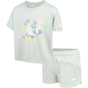 New Balance Active Shorts Set - 2 Piece Short Sleeve Performance T-Shirt and Shorts (Size: 7-12)