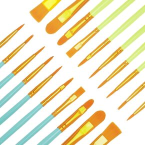 20 Pcs Paint Brushes for Acrylic Painting, Oil Paint Brush Set Craft Paint Brushes Detail Paint Brushes for Oil Watercolor, Body Face Nail Art, Rock Paintings, Ceramic Crafts Supplies (Blue, Green)