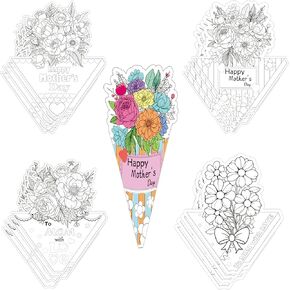 remerabel 40 pcs Day Mother DIY Flower Bouquet Kit 8 x 9.6 inch color flows paper for stivities party party party favors to to school home home