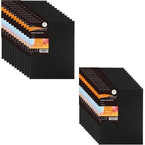 اللوحات السوداء كوندا للطلاء 9x12 بوصة ، حزمة من 14 و 8 × 10 بوصات ، حزمة من 14 ، 100 ٪ خالية من حمض القطن ، 8 أونصة مقدمة من GESSO ، ألواح قماش ، لوحات فنية للزيت والرسم الأكريليكي