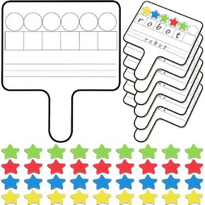 Seajan 6 Pcs Magnetic Paddle Set Education Dry Erase Double Side Handheld Answer Board with Counters Discs Phonemic Awareness Phonics Games Toy for Students Kids