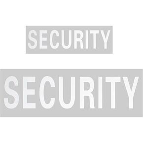 4 Pcs Heat Transfer Security Reflective Iron on Shirts Jacket Vest Back Heat Press Design DIY Design Silver Panel Patches Safety for Clothing Ultra Reflective Silver Letters