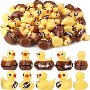 60 Pcs Football Resin Ducks, Football Sports Themed Mini Ducks, Unique Football Duck Mini Resin Ducks Decoration for Tabletop Decor Accents Ducky Birthday Party Favor Novelty Gift