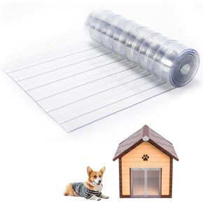 ClawJaw Dog Door Replacement Flaps, Dog House Flap-11.8" W x 4.1' L, Plastic Vinyl Door Strips for DIY Pet Door - Doghouse or Kennel Door Flap, Clear