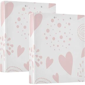 yuiboo Round Rings Binders 1 و 1/2 بوصة الموثق مع جيوب 1/2 Pack School Binder Hardcover لطيف النمط الوردي أشكال القلب سعيد