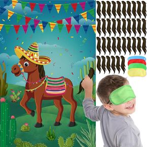 HOOQICT PIN The Tail on the Horse Party Games for Kids Barge Mexican Games Poster مع 36 ملصقًا لذيلًا لـ Fiesta Party Supplies Boys Girls Horse Party Decoritations Birthdy Party