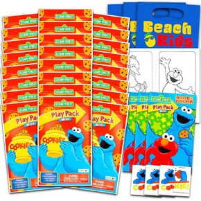 Sesame Street Cookie Monster Mini Party Party Favors للأطفال الصغار - 24 حزمة مع صفحات التلوين والملصقات والمزيد