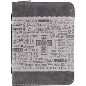 "Divinity Boutique Bible Business Report Cover (25717) | Large Fits Bibles up to 9" X 6.25" X 1.25", Black/Gray