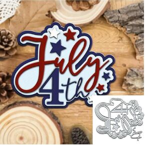 4TH of July Words Metal Die Cuts,Merry Christmas Letter Word Cutting Dies Cut Stencils DIY Scrapbooking Decorative Embossing Paper Scrapbooking Card Making