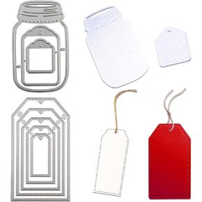2pcs شنق العلامات الممولة ، نقش القطع المعدنية يموت stencil ل DIY Scrapbooking بطاقة إشارة مرجعية صنع الحرف لوازم المستلزمات (الفضة)