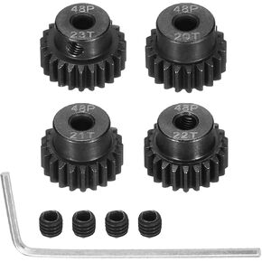 48 P Steel Pinion Gear Set 20T 21T 22T 23T for 3.175 mm Shaft Hardened Steel Pinion Gear with Screws and Hexagonal Wrench for RC Car Motor
