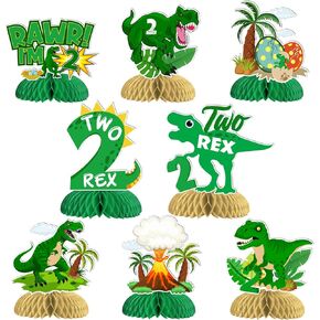 Jollyboom اثنين من ديكورات عيد ميلاد ريكس ، 8pcs ديناصور 2nd المركزية Rawr أنا 2 ، قرص العسل لصال