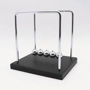 Newton's Cradle Balance Pendulum, Physics Learning Desk Toy, Black Wooden Base Desk Swinging Kinetic Balls for Home, Office Decoration, Stress Relief, Fun Science (7 balls)