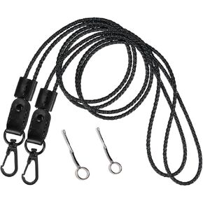 Lanyards, Leather 2 PCS Neck Lanyard for keys- Office ID Badges Lanyard Keychain with Metal Clasp for Card Holder, Car Keys, Wallet, USB, Phone