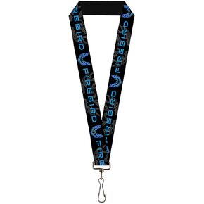 Buckle Down Lanyard-1.0"-Pontiac Firebird/Logo Black/Grays/Blues