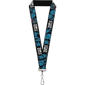 Cowboy Bebop Lanyard, Cowboy Bebop Title Logo and Character Blocks Black Blues, Elastic