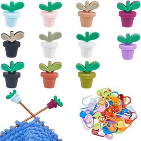 Sunnyclue 1 Box 71pcs knitting eletles stoppers eedle exerle extruction repttnting exerle point extrupors readle end end cops soptics Silicone Stitch stities for knitting crochet accsities
