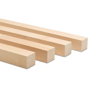 DIY Wooden Square Dowel Rod 1-1/2 بوصة × 36 حزمة من 2 عصي الخشب هواية للحرف اليدوية ومواد البناء وصنع طراز الهندسة المعمارية ، من نقار الخشب