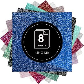 الفينيل الدائم لـ Cricut ، 6 حزمة 12 "x12" من الفينيل اللطيف والفينيل و 2 أوراق نقل لآلة القطع للاصطدام ديكور ، شارات السيارة (أحمر ، أسود ، أزرق ، وردي ، فضية ، أزرق فاتح)