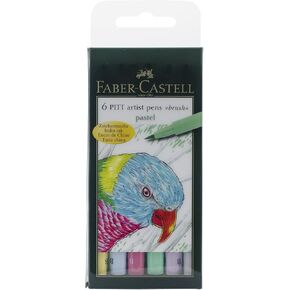 Faber-Castell Art & Graphic Pitt Artist Pen Brush India Ink Pen, Pastel, Wallet Of 6, For Art, Craft, Drawing, Sketching, Home, School, University, Colouring