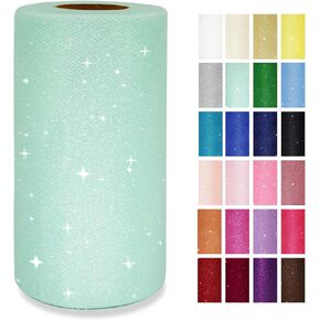 Gold Glitter Tulle Rolls 6 Inch by 50 Yards Sparkle Fabric Ribbon for Christmas Gift Wrapping DIY Tutu Skirt Sewing Bow Wedding Halloween Decorations Craft Supplies in Kuwait