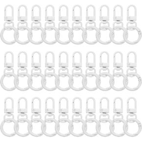 Harfington 30pcs Lobster Claw Clasp Clasp keychains Cwivel Trigger Clips Zinc Alloys Clotful -keychain Clip Snap Hook Jump Rings Flat Flat for Diy Craft Jewelry Making Car Keys ، White