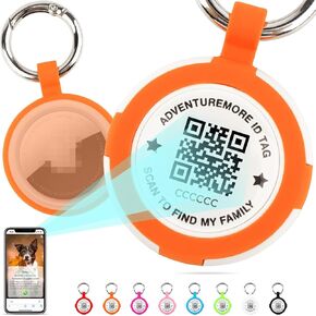 ADVENTUREMORE Air Tags Holder 4 Pack with QR Code Smart Pet ID Tag Personalized Dog Tag, Waterproof Dustproof Air Tags Case with Smart ID Tag&Anti-Lost O-Ring for, pet, Bag, Key