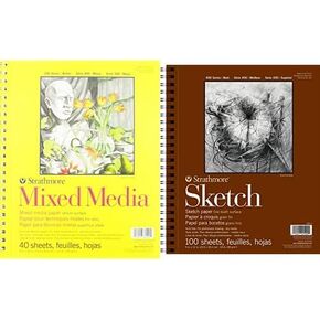 Strathmore 300 Series Paper Media Paper Pad (9 × 12 بوصة ، 40 ورقة) و Strathmore 400 Series Sketch Pad (9 × 12 بوصة ، 100 ورقة)