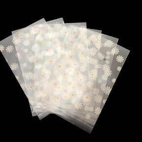 100 PCS Daisy Flower Flower Self Facs Cello Cellophane أكياس